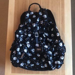 PINK Polka Dot Sequin Backpack- EUC
